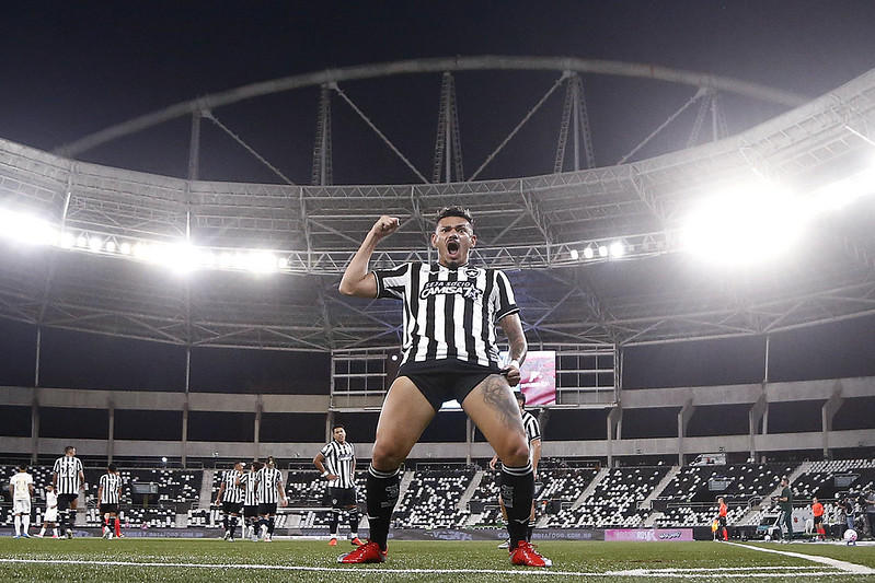 Tiquinho Soares comemora gol do Botafogo contra a Chapecoense no Estádio Nilton Santos