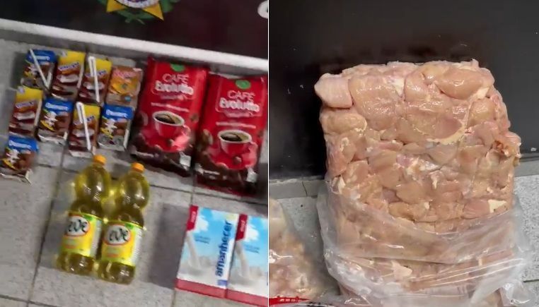 Alimentos encontrados no porta-malas do carro da diretora do Instituto Penal Oscar Stevenson, em Benfica